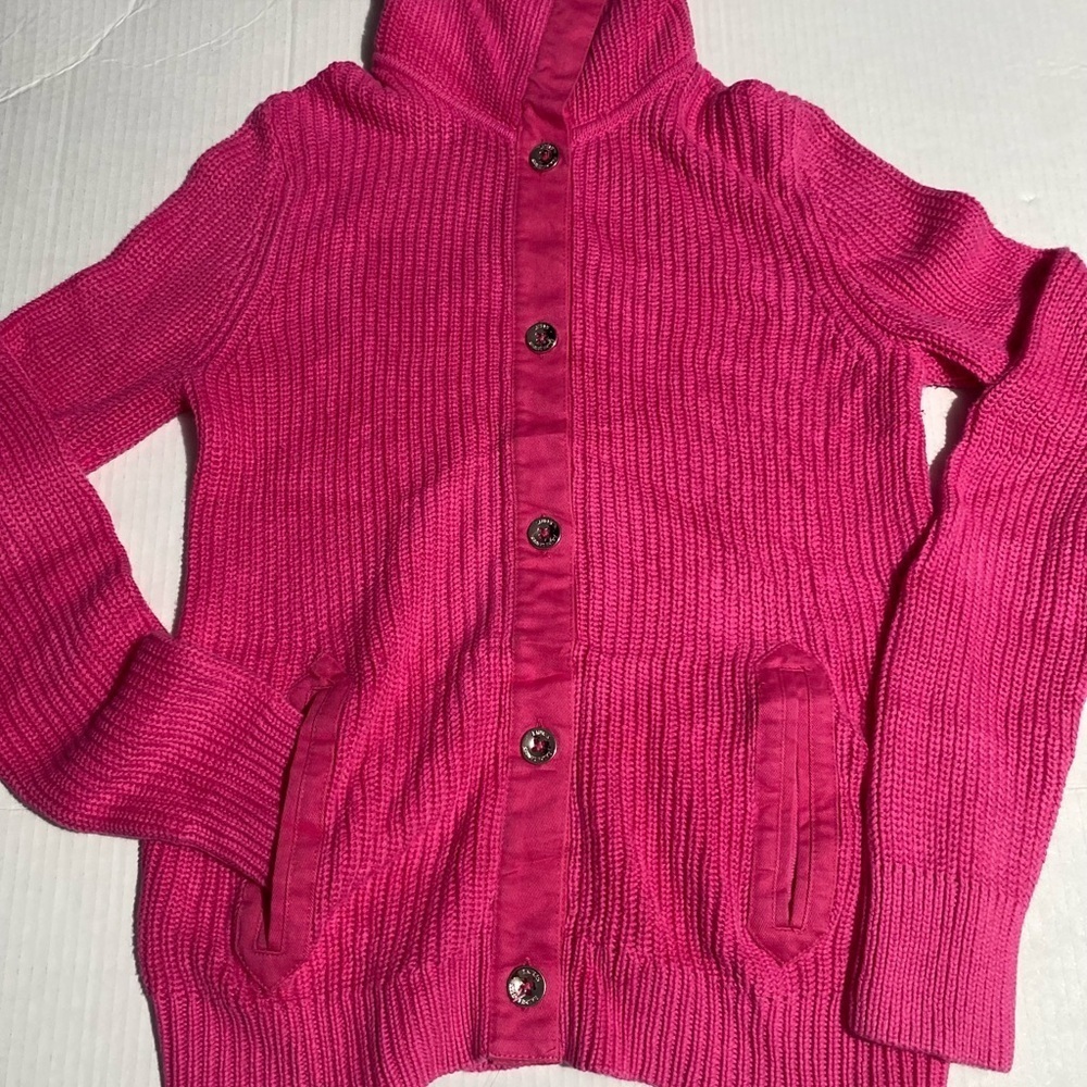 Ralph Lauren Pink Ribbed Knit Cardigan Sweater